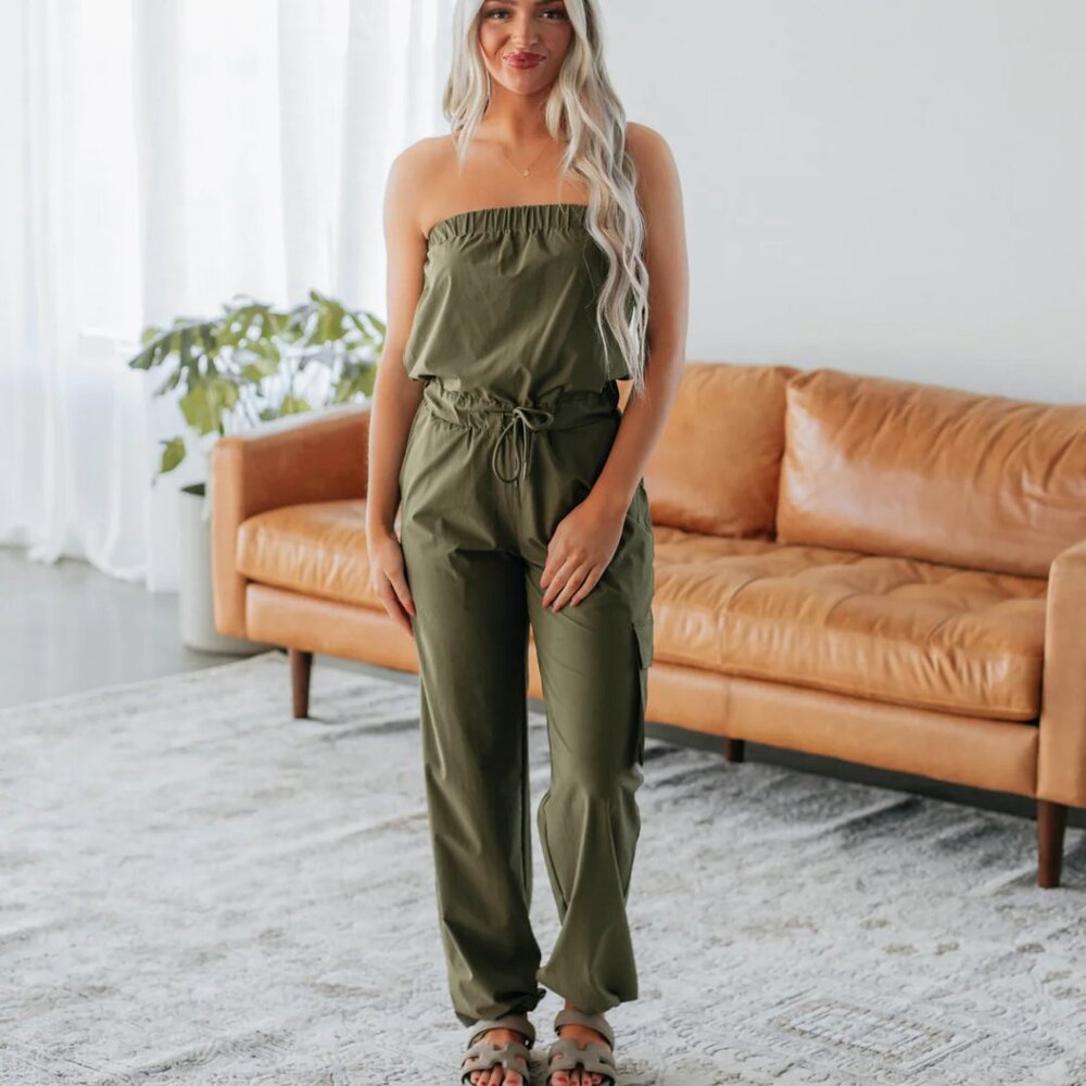 Wild Oak Boutique Kamari Active Jumpsuit  Romper Olive